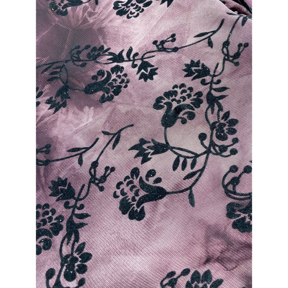 Y2K Speechless Pink Black Floral Dress Velvet Bow Goth Fairycore 90s Revival S - Picture 8 of 12